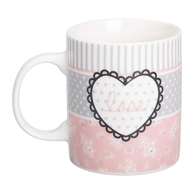 Чашка порцелянова 400 (мл) чашка для кави та чаю з написом та серцем Lugi RX-N240143PKV