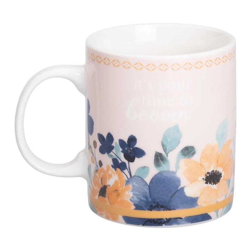 Кружка порцелянова з квітковим принтом 400 (мл) для чаю та кави RX-N240139CR