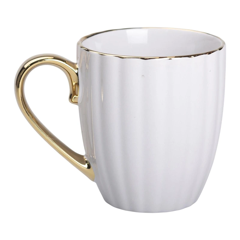Чашка порцелянова із золотим обідком і золотою ручкою 420 (мл) кружка Сіра RX-N240629G
