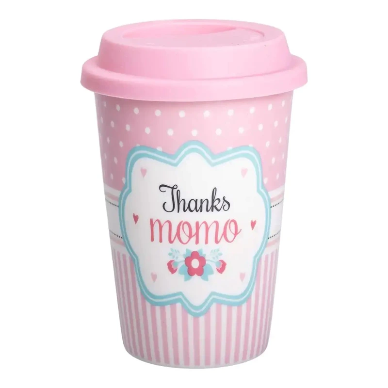 Стакан порцелянаовий 420 мл з силіконовою кришкою Thanks momo RX-N240288TM — Liling Rongxiang Ceramic