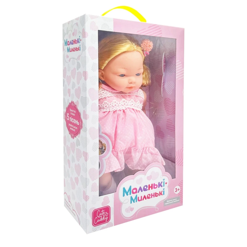 Дитяча м'яконабивна лялька M 5881 I UA(Pink) 33 см, музичні ефекти — Limo Toy