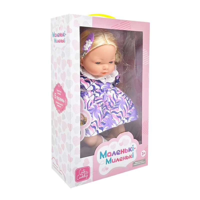 Дитяча м'яконабивна лялька M 5881 I UA(Violet) 33 см, музичні ефекти — Limo Toy