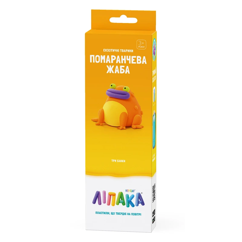 Набір пластиліну, що самостійно твердіє, ЛІПАКА - ЕКЗОТИЧНІ ТВАРИНИ: ПОМАРАНЧЕВА ЖАБА — Lipaka