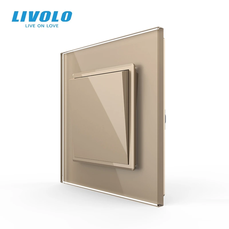 Вимикач універсальний 1-клавішний Livolo золото скло 250В 10А (VL-С7FCMKS-2AP)