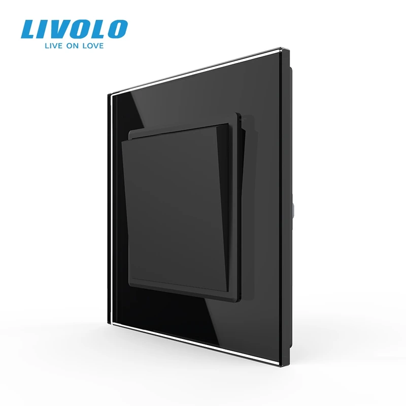 Вимикач універсальний 1-клавішний Livolo чорний скло 250В 10А (VL-С7FCMKS-2BP)