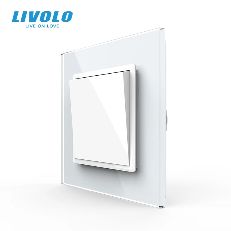 Вимикач універсальний 1-клавішний Livolo білий скло 250В 10А (VL-С7FCMKS-2WP)