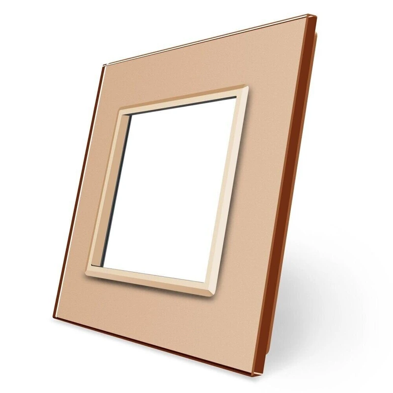 Рамка 1-постова LIVOLO, загартоване скло, золота, 80×80 мм (VL-P7E-2A)