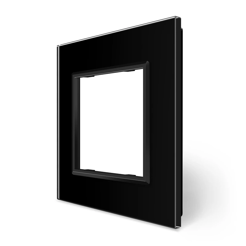 Рамка 1-постова LIVOLO, загартоване скло, чорна матова, 80×80 мм (VL-P7E-2BS06) — Livolo