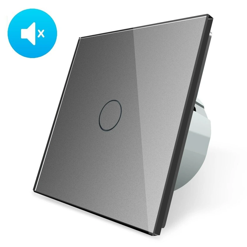 Безшумний сенсорний вимикач 1 сенсор Livolo сірий скло (VL-C701Q-15)