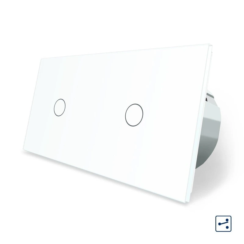 Сенсорний прохідний/перехресний вимикач 2 сенсора (1-1) Livolo білий скло (VL-C701S/C701S-11)