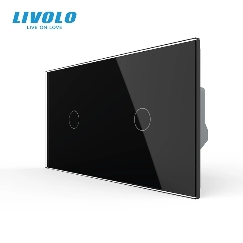 Сенсорний вимикач 2 сенсора (1-1) LIVOLO чорний матовий скляний — Livolo