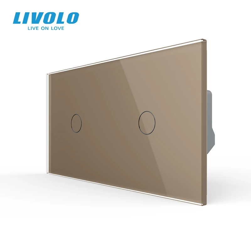 Сенсорний прохідний/перехресний вимикач 2 сенсора (1-1) LIVOLO золото матове скло — Livolo