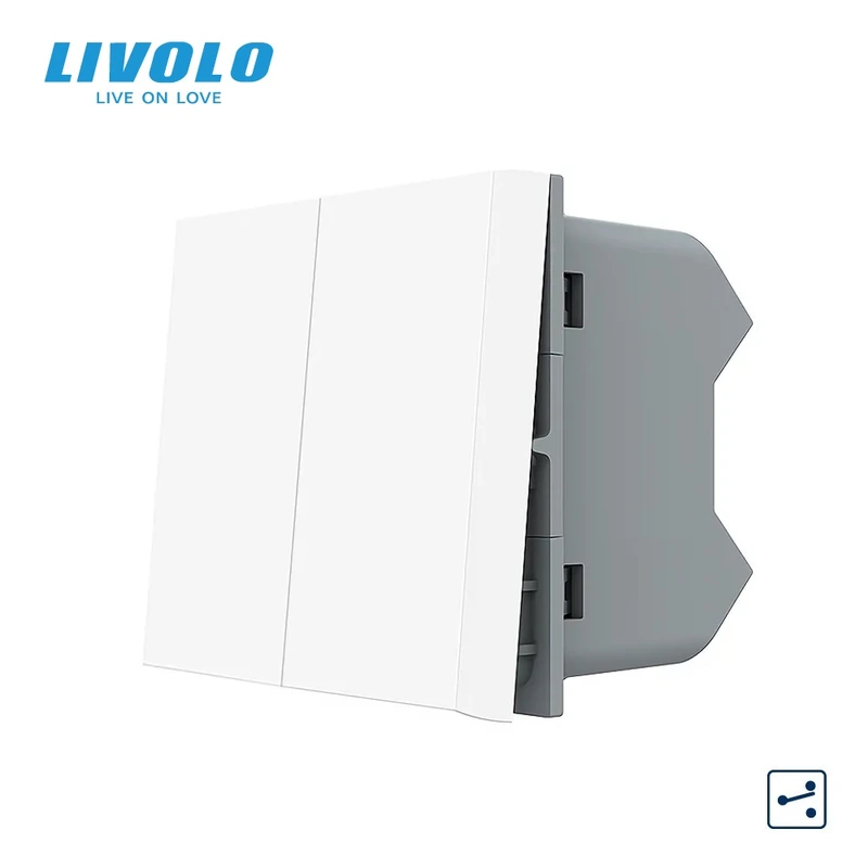 2-клавішний прохідний вимикач LIVOLO, білий, модуль без рамки (VL-FCMKS-1WP) — Livolo