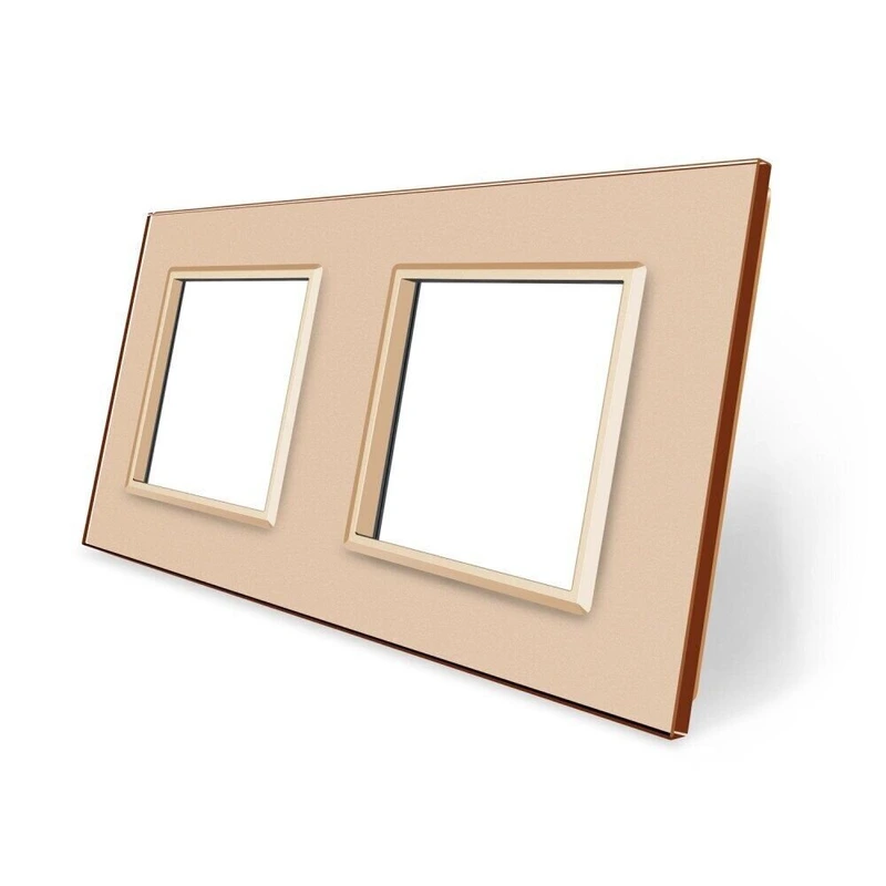 Рамка 2-постова LIVOLO, загартоване скло, золота, 151×80 мм (VL-P7E/E-4A)