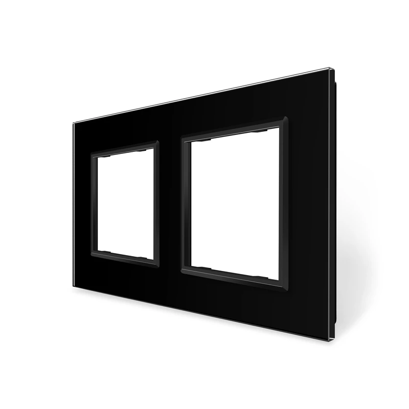 Рамка 2-постова LIVOLO, загартоване скло, чорна матова, 151×80 мм (VL-P7E/E-4BS06) — Livolo