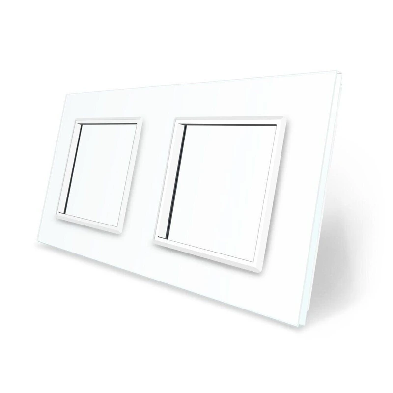 Рамка 2-постова LIVOLO, загартоване скло, біла, 151×80 мм (VL-P7E/E-4W)
