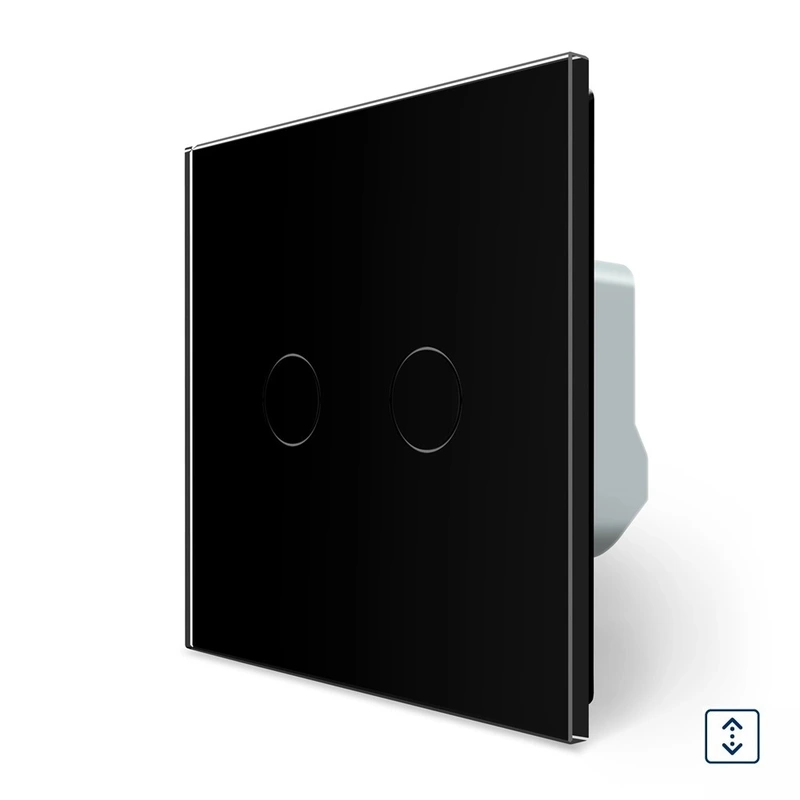 Сенсорний вимикач 2 сенсора для ролет штор воріт жалюзі Livolo чорний скло (VL-C702W-12)