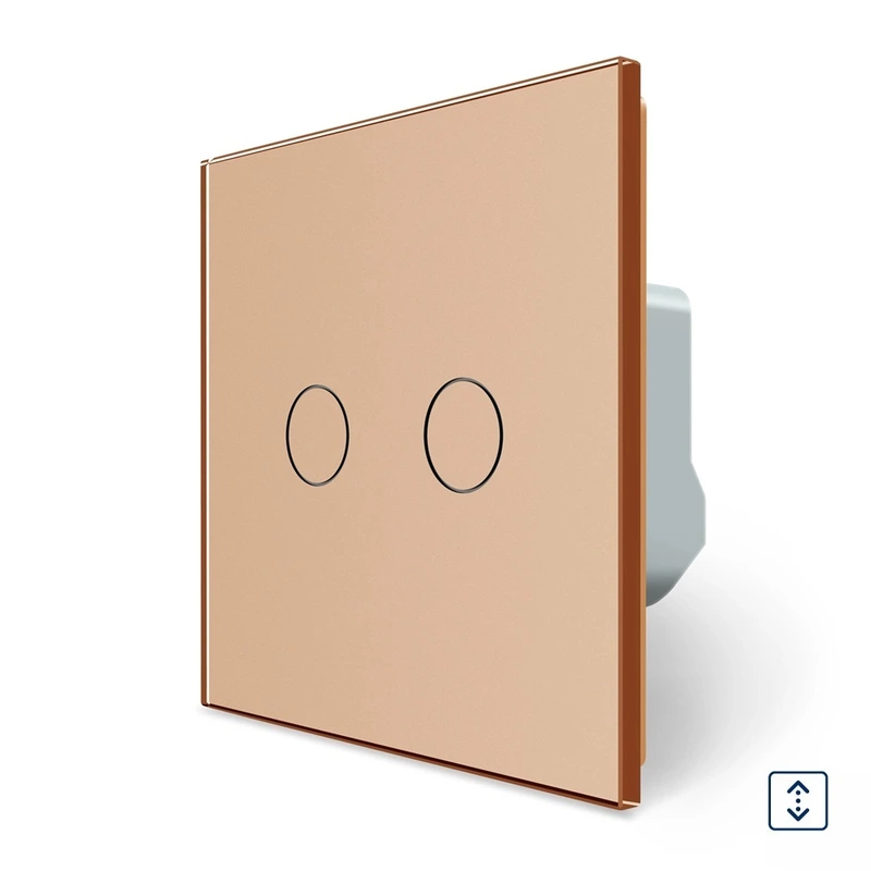 Сенсорний вимикач 2 сенсора для ролет штор воріт жалюзі Livolo золото скло (VL-C702W-13)