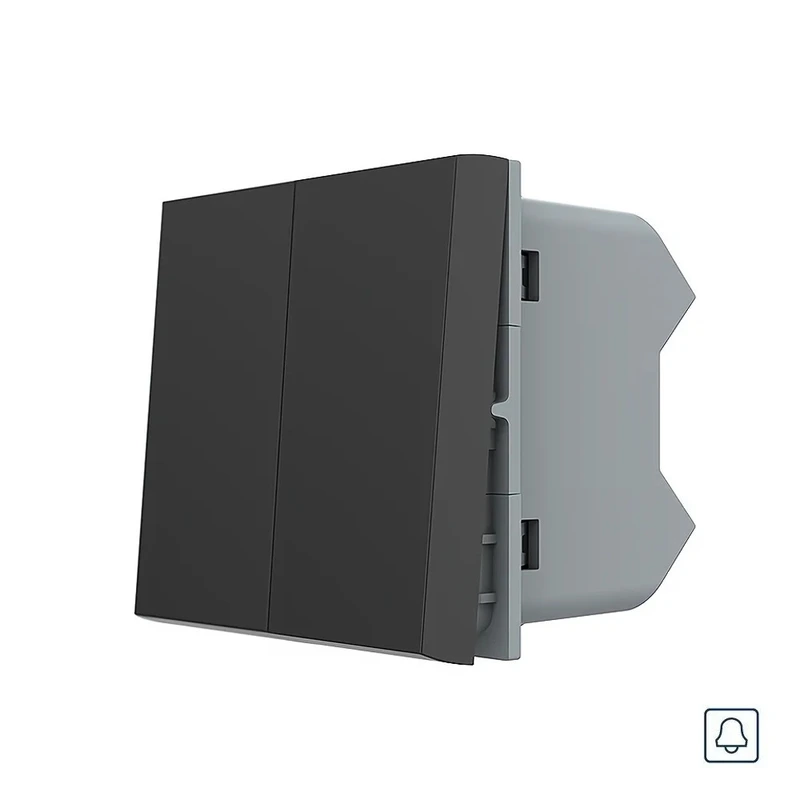 2-клавішний кнопковий вимикач без фіксації (дзвінковий / імпульсний) LIVOLO, чорний, модуль без рамки (VL-FCMH-1BP)