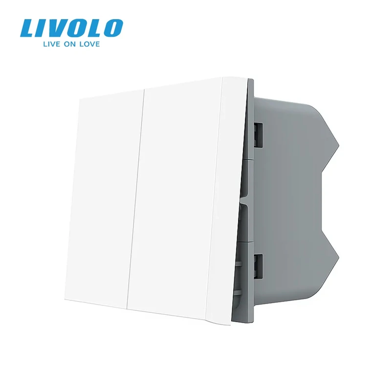 2-клавішний універсальний вимикач (прохідний / звичайний) LIVOLO, білий, модуль без рамки (VL-FCMKS-1WP)