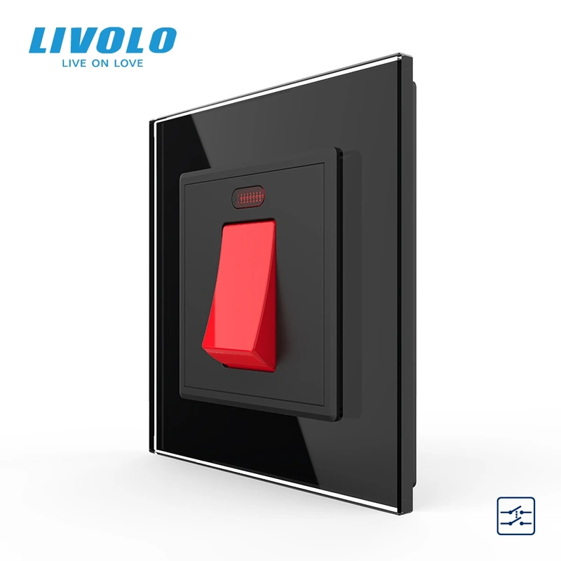 Майстер вимикач 20 ампер LIVOLO чорний матовий скло — Livolo