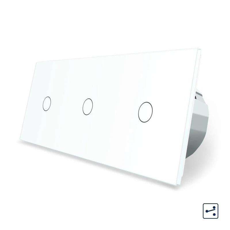 Сенсорний прохідний/перехресний вимикач 3 сенсора (1-1-1) Livolo білий скло (VL-C703S-11)