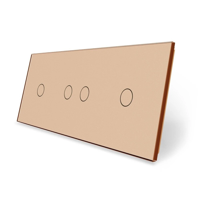 Рамка 3-постова для двох 1-сенсорних та одного 2-сенсорного вимикачів (1-2-1) LIVOLO, загартоване скло, золота, 223×80 мм (VL-P701/02/01-6A)