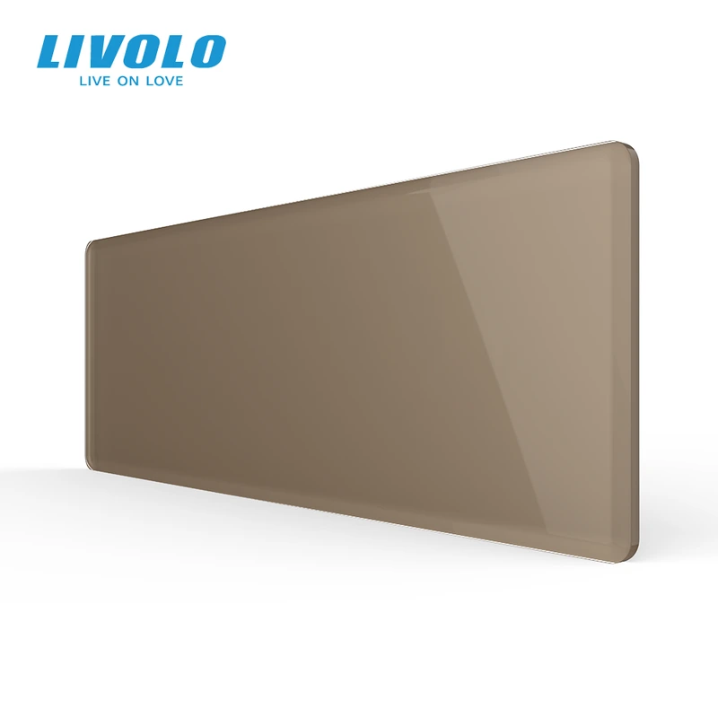 Рамка 3-постова порожня для трьох Х-сенсорних вимикачів (Х-Х-Х) LIVOLO, загартоване скло, золота матова, 223×80 мм