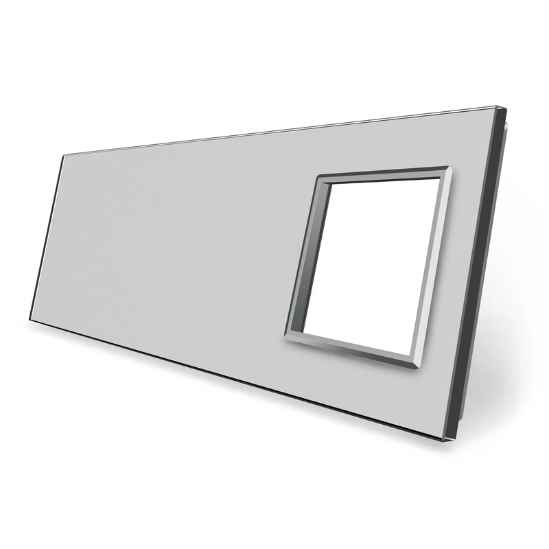 Рамка 4-постова порожня Х сенсорів 1 розетка (Х-Х-Х-0) LIVOLO, загартоване скло, сіра, 294×80 мм (VL-P700/00/00/E-8I)