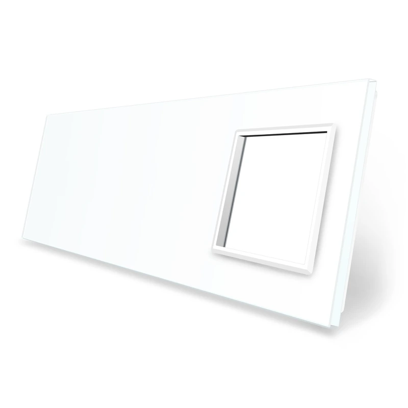Рамка 4-постова порожня Х сенсорів 1 розетка (Х-Х-Х-0) LIVOLO, загартоване скло, біла, 294×80 мм (VL-P700/00/00/E-8W)