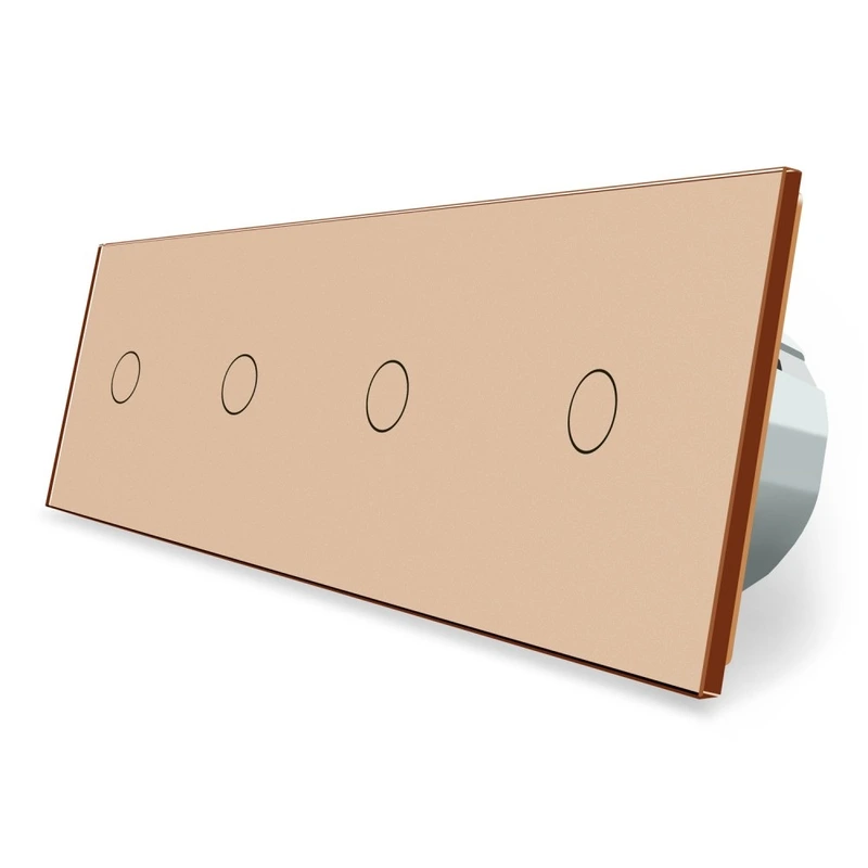 Розумний сенсорний прохідний/перехресний вимикач 4 сенсора (1-1-1-1) Livolo золотий скло (VL-C704SZ-13)