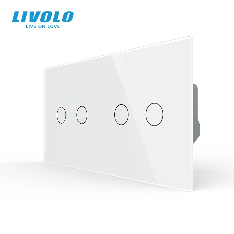Сенсорний прохідний/перехресний вимикач 4 сенсора (2-2) LIVOLO білий матове скло — Livolo