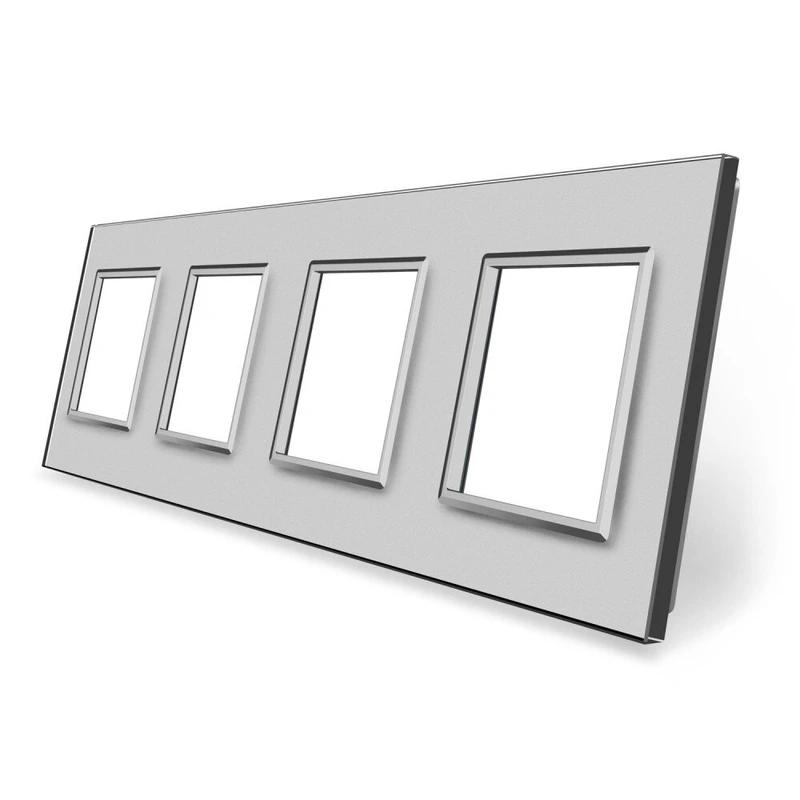 Рамка 4-постова LIVOLO, загартоване скло, сіра, 294×80 мм (VL-P7E/E/E/E-8I)