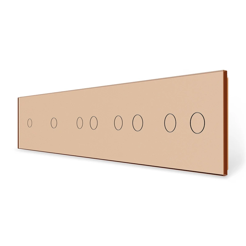 Рамка 5-постова для двох 1-сенсорних та трьох 2-сенсорних вимикачів (1-1-2-2-2) LIVOLO, загартоване скло, залота, 365×80 мм (VL-P701/01/02/02/02-10A)