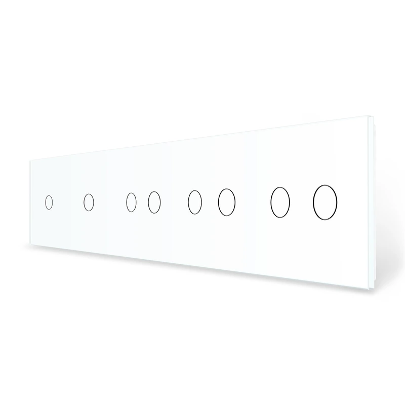 Рамка 5-постова для двох 1-сенсорних та трьох 2-сенсорних вимикачів (1-1-2-2-2) LIVOLO, загартоване скло, біла, 365×80 мм (VL-P701/01/02/02/02-10W)
