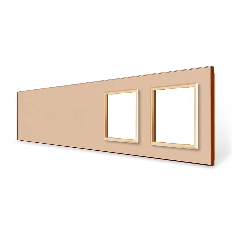Рамка 5-постова порожня Х сенсорів 2 розетки (Х-Х-Х-0-0) LIVOLO, загартоване скло, золота, 365×80 мм (VL-P700/00/00/E/E-10A)