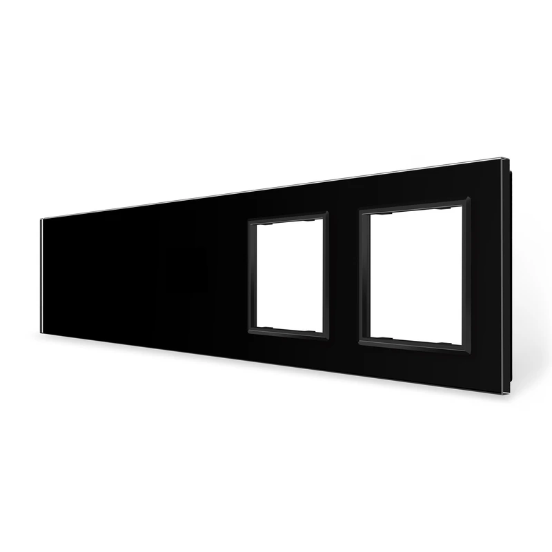 Рамка 5-постова порожня Х сенсорів 2 розетки (Х-Х-Х-0-0) LIVOLO, загартоване скло, чорна, 365×80 мм (VL-P700/00/00/E/E-10B)