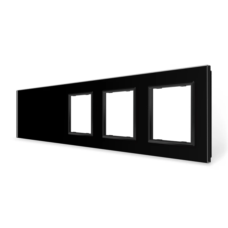 Рамка 5-постова порожня Х сенсорів 3 розетки (Х-Х-0-0-0) LIVOLO, загартоване скло, чорна, 365×80 мм (VL-P700/00/E/E/E-10B)