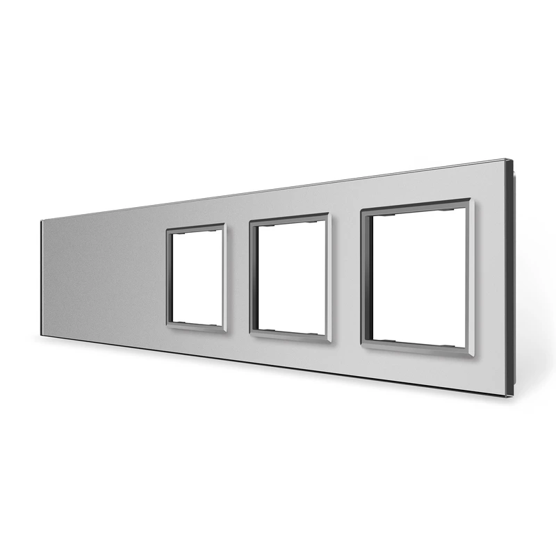 Рамка 5-постова порожня Х сенсорів 3 розетки (Х-Х-0-0-0) LIVOLO, загартоване скло, сіра, 365×80 мм (VL-P700/00/E/E/E-10I)