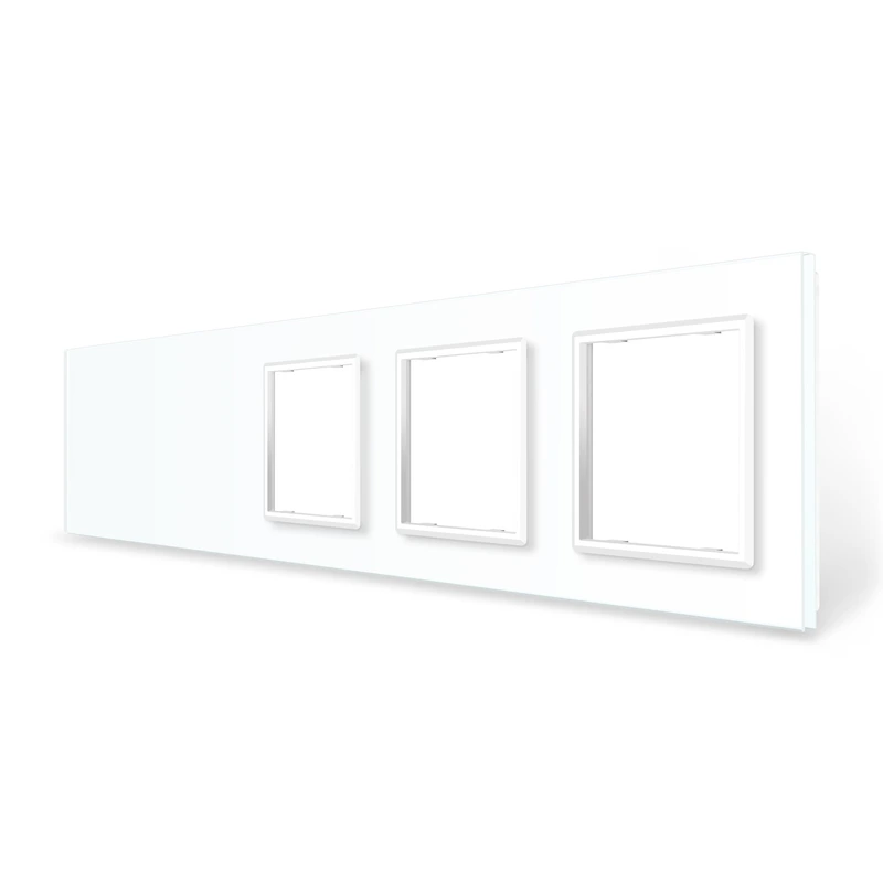 Рамка 5-постова порожня Х сенсорів 3 розетки (Х-Х-0-0-0) LIVOLO, загартоване скло, біла, 365×80 мм (VL-P700/00/E/E/E-10W)