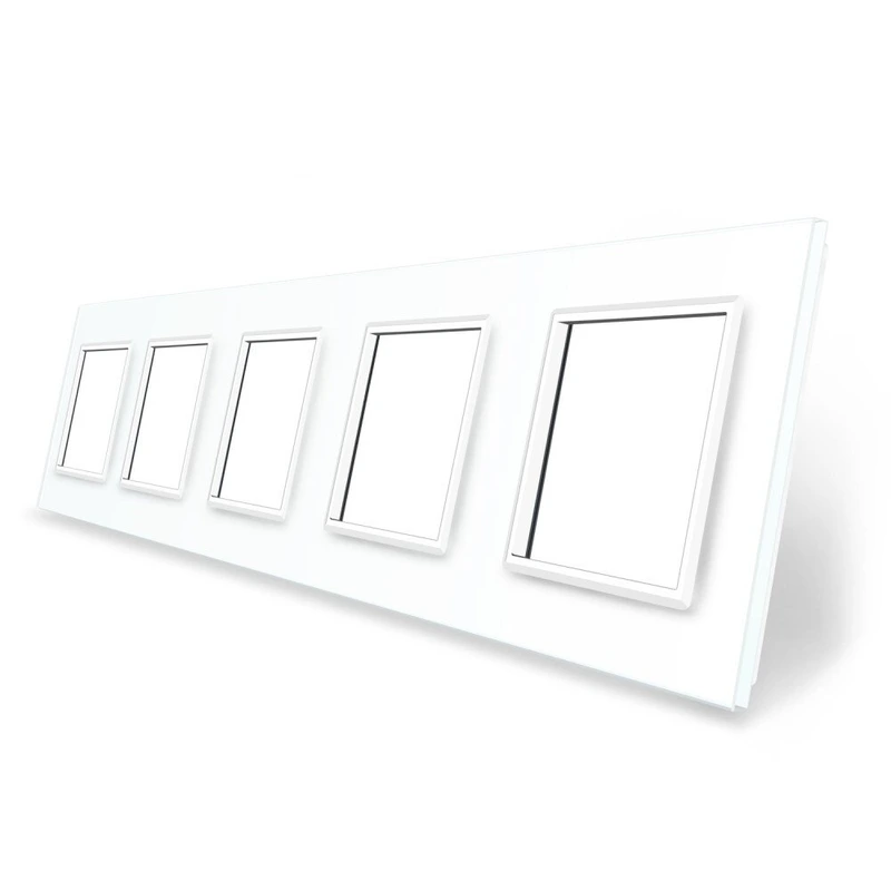 Рамка 5-постова LIVOLO, загартоване скло, біла, 365×80 мм (VL-P7E/E/E/E/E-10W)