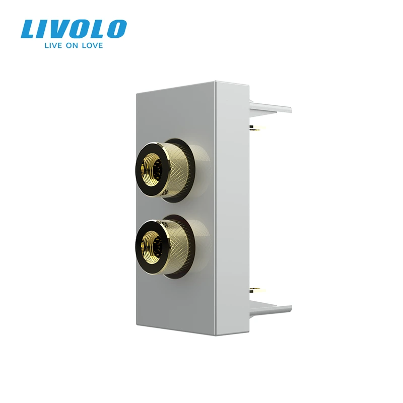 Аудіо розетка LIVOLO Banana Plug, сіра, для колонок / підсилювача, модуль 0.5 поста (VL-FCSD-1IP)