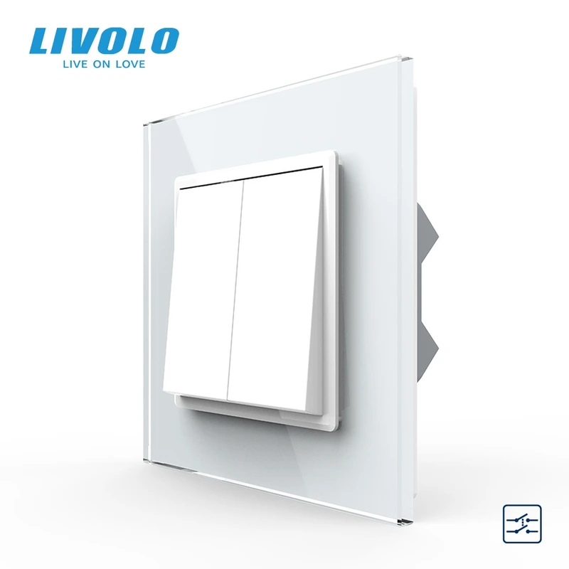 Двоклавішний перехресний вимикач Livolo білий (VL-C7FCMM10A-1WP) — Livolo