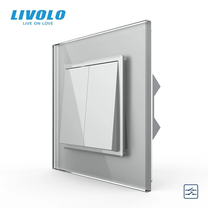 Двоклавішний перехресний вимикач Livolo сірий (VL-C7FCMM10A-1IP) — Livolo