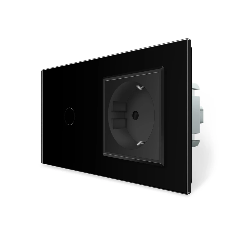 Розумний сенсорний EC вимикач 1 сенсор 1 розетка LIVOLO чорний матове скло