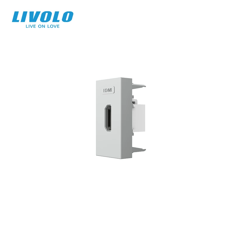 HDMI розетка LIVOLO 1.4, сіра, модуль 0.5 поста, для телевізора / ПК (VL-FCHD-1IP)
