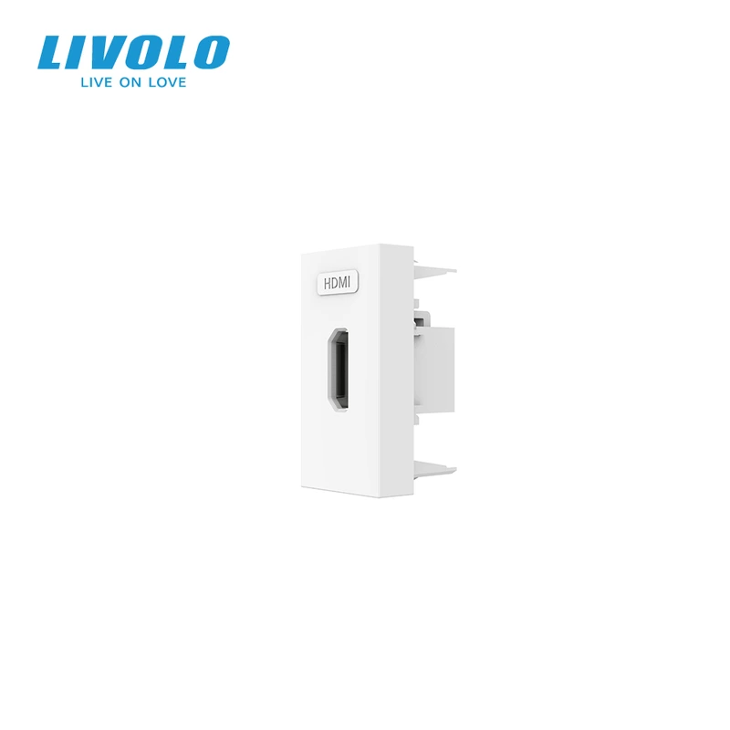 HDMI розетка LIVOLO 1.4, біла, модуль 0.5 поста, для телевізора / ПК (VL-FCHD-1WP) (VL-FCHD-1WPS21)