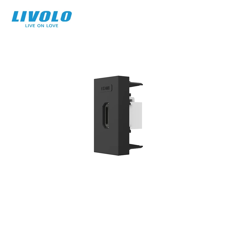 HDMI розетка LIVOLO 1.4, чорна, модуль 0.5 поста, для телевізора / ПК (VL-FCHD-1BP) (VL-FCHD-1BP)