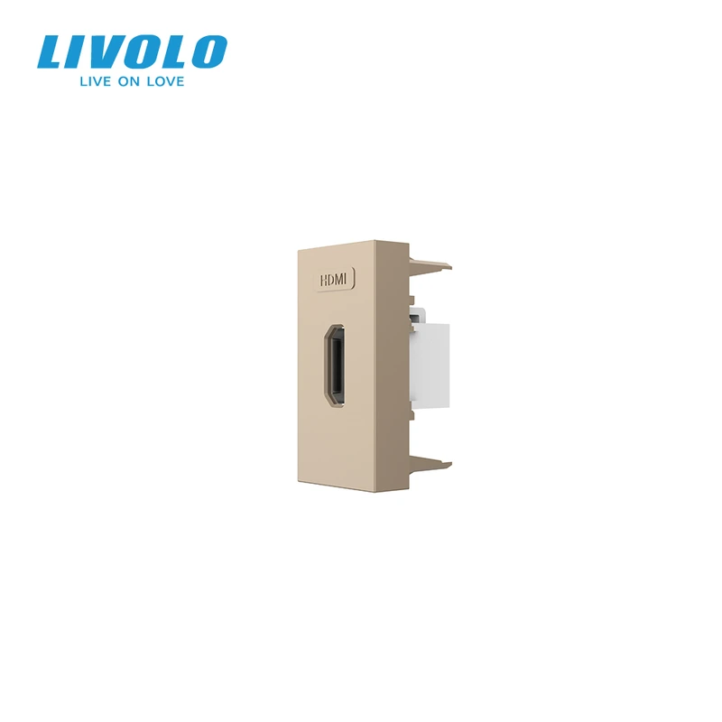 HDMI розетка LIVOLO 1.4, золота, модуль 0.5 поста, для телевізора / ПК (VL-FCHD-1AP) (VL-FCHD-1AP)