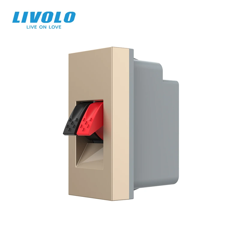 Hi-Fi аудіо розетка LIVOLO (Banana), золота, для колонок і підсилювачів, модуль 0.5 поста (VL-FCSD-1APS01)